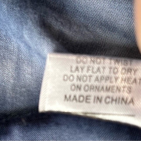 Aces Design Women’s XXL Blue Tie Dye Sequin V Neck Top Stretch Hippie Bohemian - Picture 9 of 11